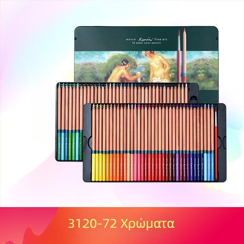 Marco Σετ Χρωματιστών Μολυβιών — Διαλυτά στο Νερό και Με Βάση Λάδι, Ξύλινο Σώμα, Σκληρότητα B, Για Γραφή και Ζωγραφική