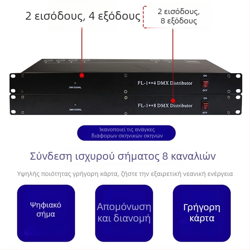 DMX ενισχυτής διανομής για φωτισμό σκηνής MX512 — 4/8 καναλιών, Beam PAR φως δέκτης-εκπομπής, μάρκα Fuli