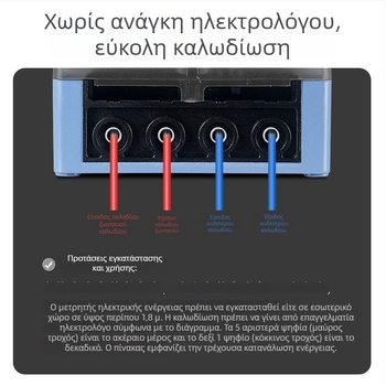 Ψηφιακός έξυπνος μετρητής ενέργειας 220V, μονοφασικός, για οικιακή χρήση