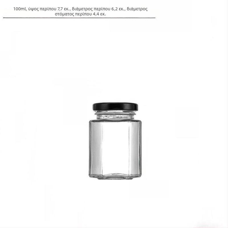 Εξάγωνο γυάλινο βάζο με σφραγισμένο καπάκι, κατάλληλο για τρόφιμα, μέλι, σάλτσα τσίλι και λεμονάτο μαρμελάδα