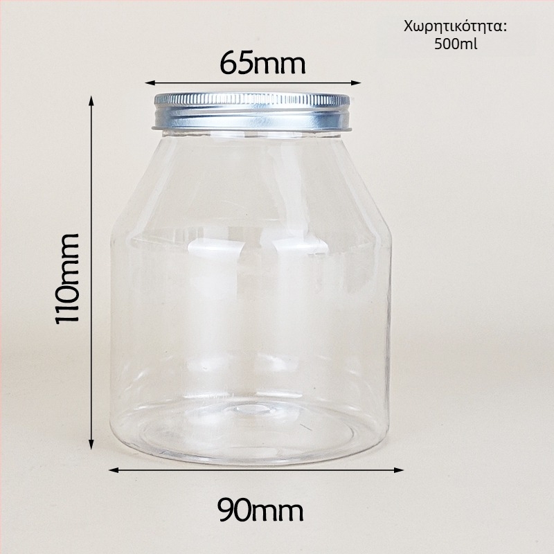 Δοχείο γιαουρτιού με τραπεζοειδές σχήμα, διαφανές PET, PVC πλαστικό, δοχείο για καρυκεύματα, χωρητικότητα 1000 ml+, συσκευασία σε βάζο, επιλογές καπακιού: διαφανές ή αλουμινίου