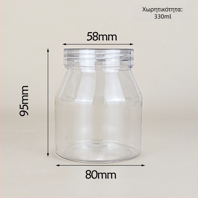 Δοχείο γιαουρτιού με τραπεζοειδές σχήμα, διαφανές PET, PVC πλαστικό, δοχείο για καρυκεύματα, χωρητικότητα 1000 ml+, συσκευασία σε βάζο, επιλογές καπακιού: διαφανές ή αλουμινίου