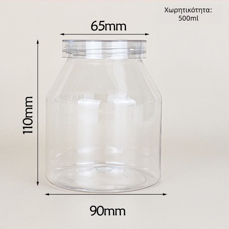 Δοχείο γιαουρτιού με τραπεζοειδές σχήμα, διαφανές PET, PVC πλαστικό, δοχείο για καρυκεύματα, χωρητικότητα 1000 ml+, συσκευασία σε βάζο, επιλογές καπακιού: διαφανές ή αλουμινίου