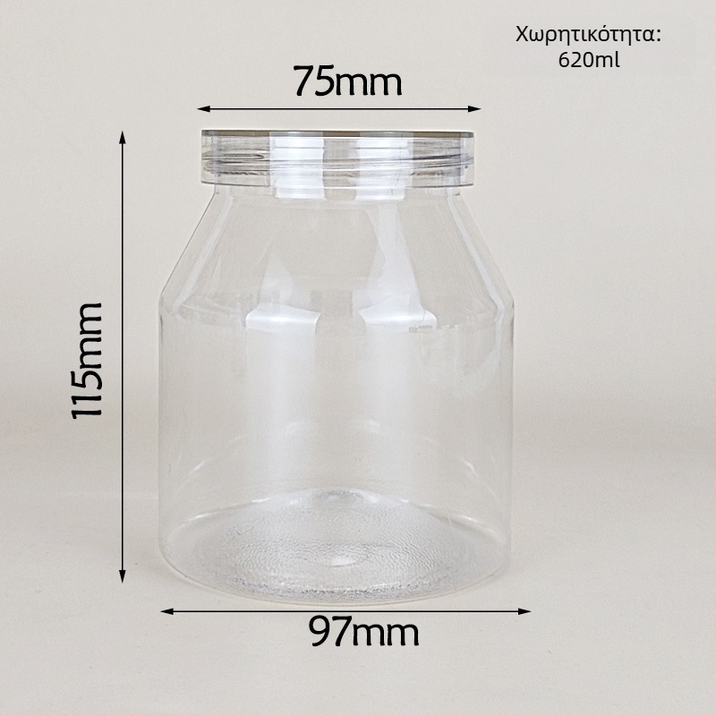 Δοχείο γιαουρτιού με τραπεζοειδές σχήμα, διαφανές PET, PVC πλαστικό, δοχείο για καρυκεύματα, χωρητικότητα 1000 ml+, συσκευασία σε βάζο, επιλογές καπακιού: διαφανές ή αλουμινίου