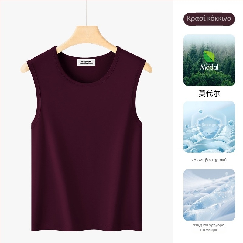 Ανδρικό αμάνικο τοπ από Modal, μείγμα βαμβάκι-ελαστάνη, λεπτό ύφασμα, χωρίς σιδέρωμα, καλοκαίρι