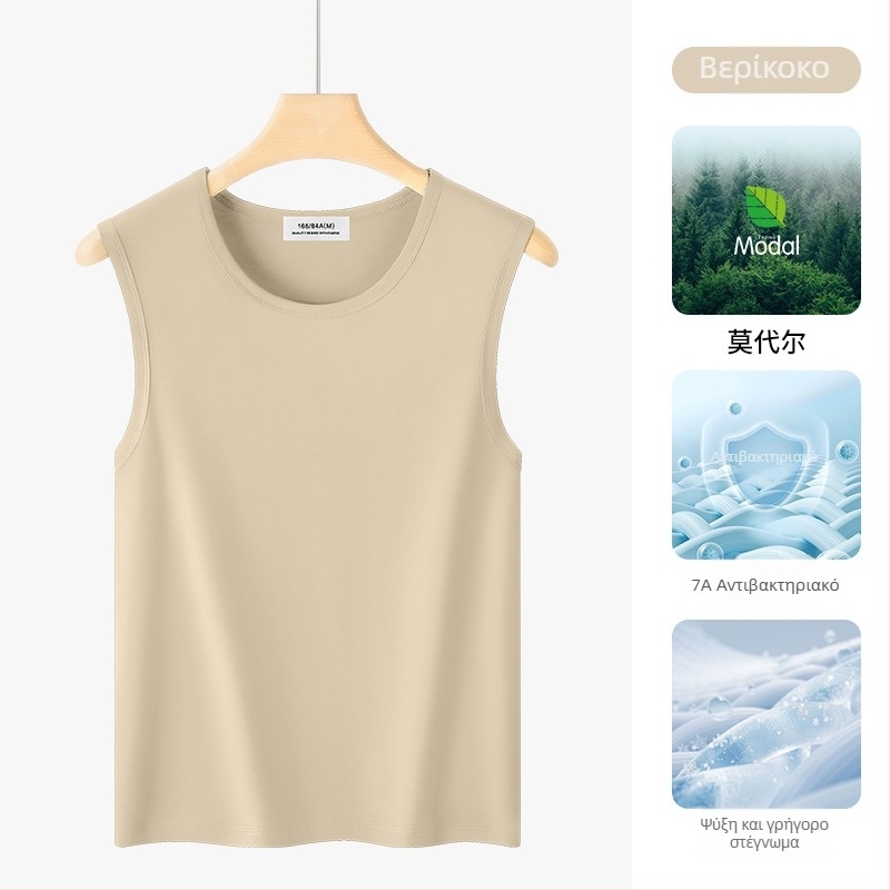 Ανδρικό αμάνικο τοπ από Modal, μείγμα βαμβάκι-ελαστάνη, λεπτό ύφασμα, χωρίς σιδέρωμα, καλοκαίρι
