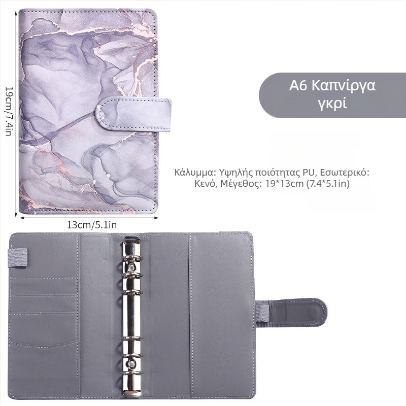 Notebook with loose sheets – macaron-gilded marble design; Brand: Tengtai; Model: TT-W; Inner pages: forest paper; Customizable; 6-hole