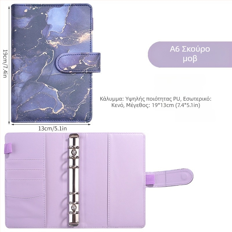 Notebook with loose sheets – macaron-gilded marble design; Brand: Tengtai; Model: TT-W; Inner pages: forest paper; Customizable; 6-hole