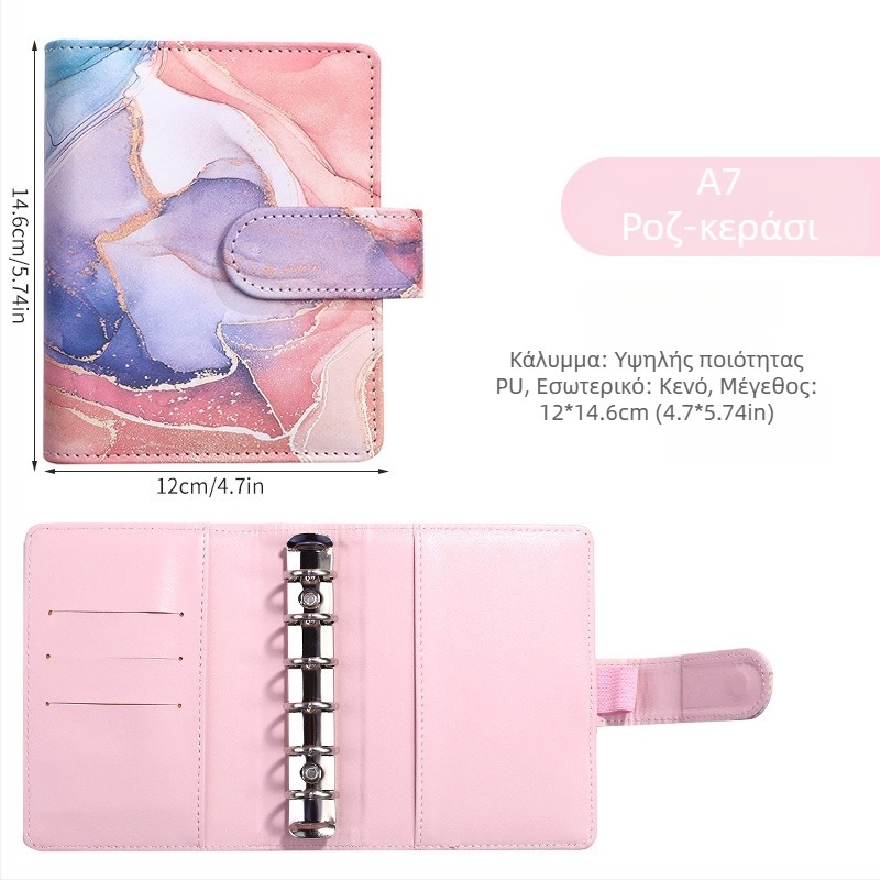 Notebook with loose sheets – macaron-gilded marble design; Brand: Tengtai; Model: TT-W; Inner pages: forest paper; Customizable; 6-hole