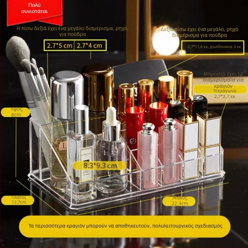 Ακρυλικός οργανωτής κραγιόν – δοχείο αποθήκευσης καλλυντικών με προστασία από σκόνη, κατάλληλο για γραφείο ή κοιτώνες, μινιμαλιστικό στυλ, κυκλοφόρησε το 2023