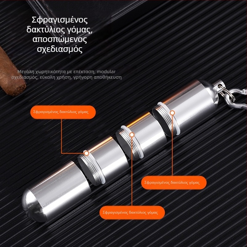 Εξωτερικός σφραγισμένος και αδιάβροχος σωλήνας αποθήκευσης τσιγάρων και πούρων από κράμα αλουμινίου – πολλαπλών τμημάτων, αποσπώμενος, προσαρμοζόμενος, όχι χειροποίητος