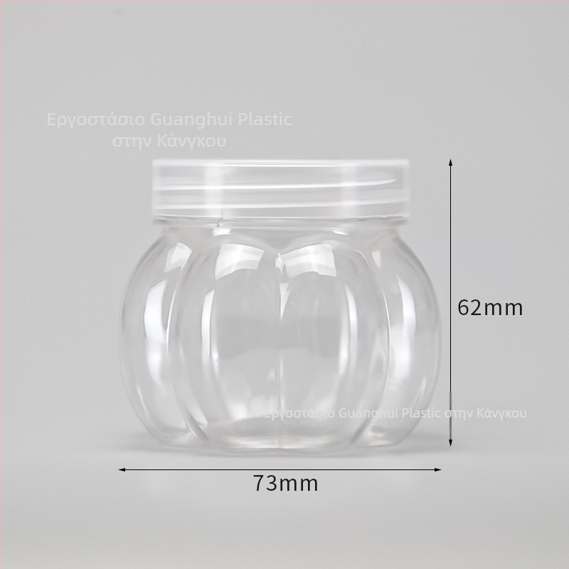 PET πλαστικό δοχείο αποθήκευσης με ευρύ στόμιο, βιδωτό καπάκι, διαφανές, οικιακή χρήση, ποικιλία σχημάτων