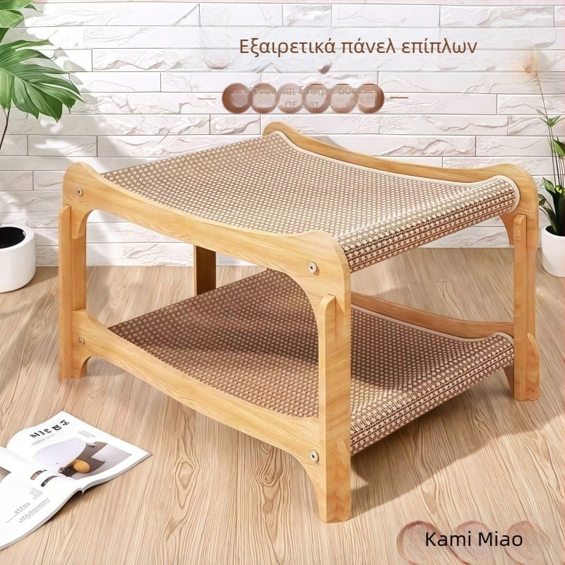 Πίνακας γρατσουνίσματος για γάτες από σισάλ και δίσκο πυκνότητας — ανθεκτικός, χωρίς αποκόλληση ινών; ενσωματωμένο φωλιά-και-παιχνίδι; Υλικά: σισάλ, δίσκος πυκνότητας; Συσκευασία: 10 τεμάχια