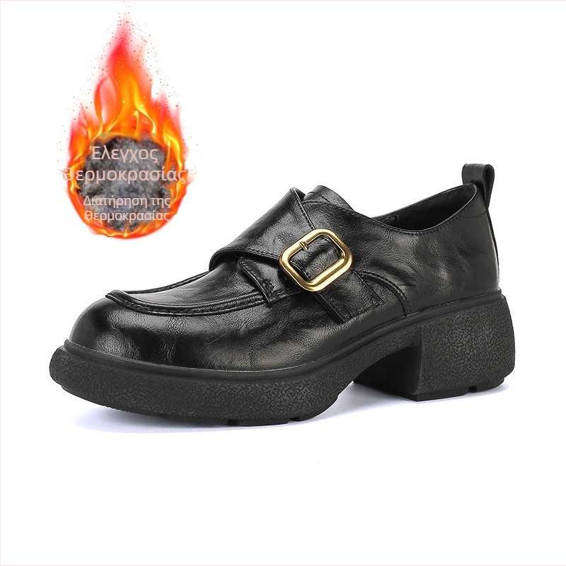 Γυναικείοι loafers, βρετανικού στυλ (επάνω μέρος από δέρμα προβάτου, στρογγυλή μύτη, μεσαίο ύψος φτέρνας 3-5 cm, καουτσούκ σόλα, επένδυση από υπερ-ίνες)