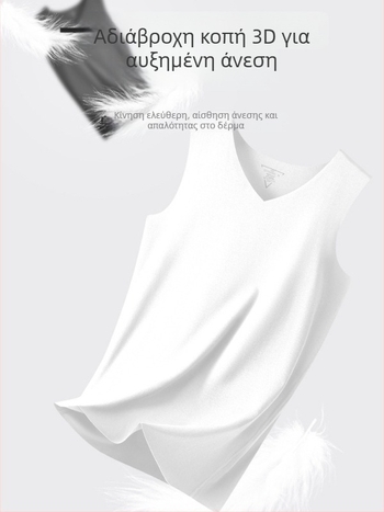 Ανδρικό αμάνικο τοπ από 100% βαμβάκι, στενή γραμμή, χωρίς μανίκια, στρογγυλό ή V-λαιμό, καλοκαιρινό μοντέλο 2025