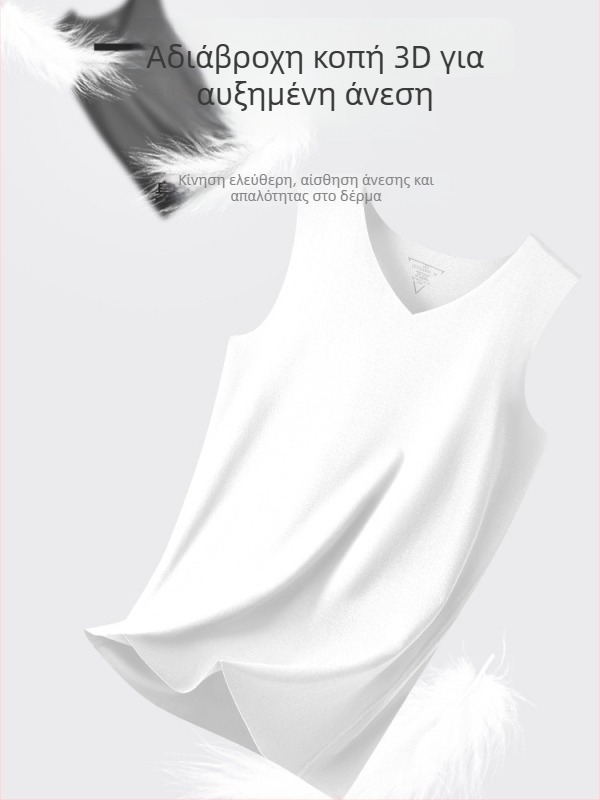 Ανδρικό αμάνικο τοπ από 100% βαμβάκι, στενή γραμμή, χωρίς μανίκια, στρογγυλό ή V-λαιμό, καλοκαιρινό μοντέλο 2025