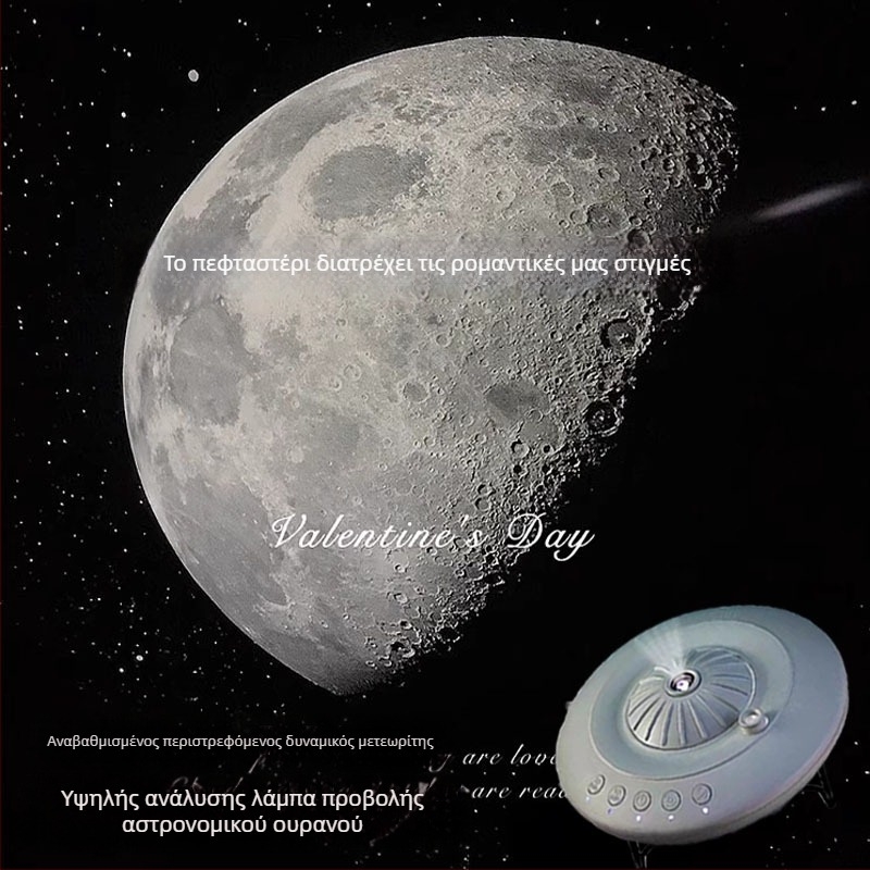 Προβολέας φωτός αστρικού ουρανού με σχέδιο ιπτάμενου δίσκου, ενσωματωμένη μπαταρία λιθίου, χειροκίνητος έλεγχος, εγκατάσταση Ταϊβάν