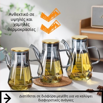 Γυάλινο μπουκάλι λαδιού με στόμιο τύπου αετού, χωρίς σταγόνες, διαβαθμισμένες ενδείξεις, μοντέρνο μινιμαλιστικό στυλ