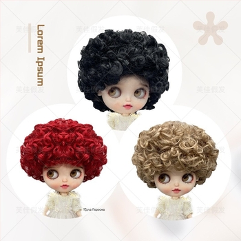 περούκα για κούκλα BJD, κοντό σγουρό μαλλί, μοντέλο LBB, σύρμα υψηλής θερμοκρασίας, στυλ καρτούν, σγουρή φράντζα, προέλευση Zhejiang