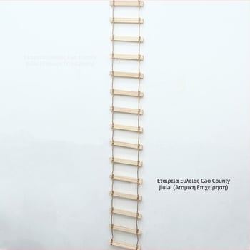 Ξύλινο σύστημα ανάβασης για γάτες με σκάλα από σχοινί, φωλιά, σανίδα γρατζουνίσματος και αιωρούμενο γεφύρι