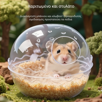 Μπάνιο και τουαλέτα για χάμστερ με καπάκι, διαφανές υλικό PC, αντι-πιτσιλίσματα και αποσμητικό