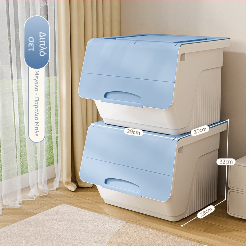 Κουτί αποθήκευσης με μπροστινό άνοιγμα για οικιακή χρήση — Μεγάλη χωρητικότητα, PP πλαστικό, 100% καινούριο υλικό, πολυχρηστικό για παιχνίδια, βιβλία και ρούχα, προστασία από σκόνη και υγρασία