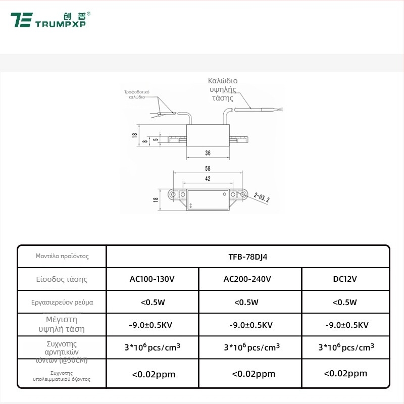 TRUMPXP Equal Ion Generator, AC220V, Αποστείρωση, Αποσμηση, Αφαίρεση σκόνης, Καθαρισμός αέρα