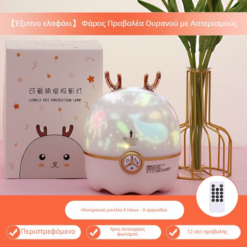 Προβολέας Αστρικού Ουρανού και Νυχτερινό Φως (Ενσωματωμένη Μπαταρία, Bluetooth, Χωρίς Έξυπνο Έλεγχο)