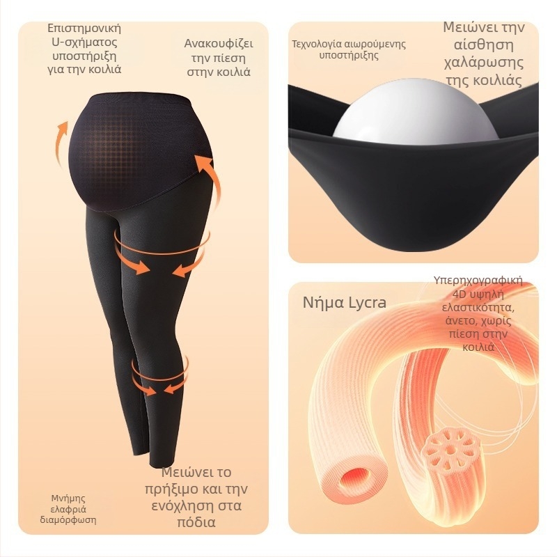 Κολάν εγκύου με επένδυση φλίς, μήκος 3/4, βασικό ύφασμα νάιλον 80–90%, ζεστό και με υψηλή ελαστικότητα