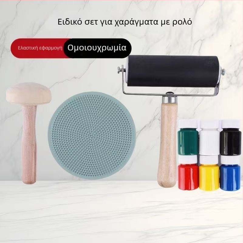 Σετ εργαλείων χαρακτικής με ρολό μελάνης λαδιού και ρολό τριβής για παιδική τέχνη (χωρητικότητα 60 ml, ένα σετ)
