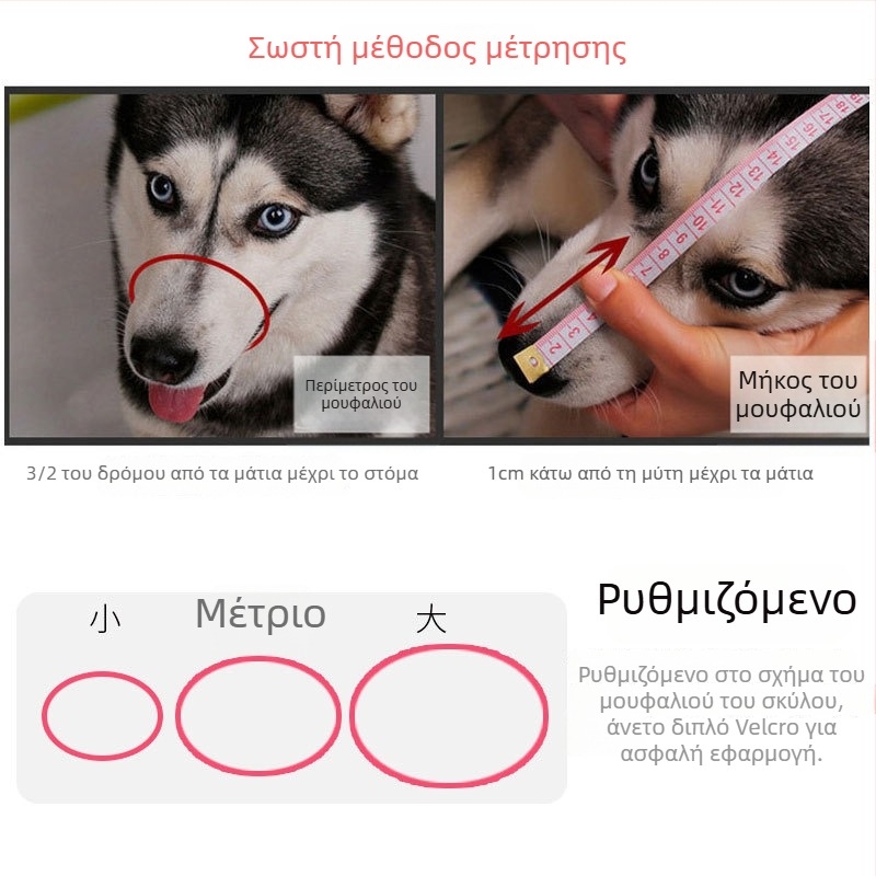 Σετ μούζελ σκύλου – Αντιδάγκωμα, Αντι-Γαβίσματος, Πρόληψη μασημάτων, Κάλυμμα στόματος για σκύλους; Υλικό: Άλλο; Δεν είναι εισαγόμενο; Αριθμός προϊόντος: 703109860502