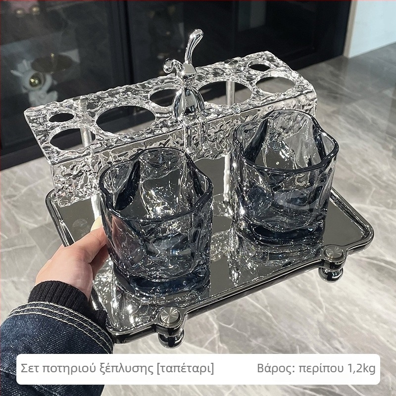 Osborn σετ βάσεων οδοντόβουρτσας και ποτήριου στοματικής πλύσης — γυάλινος μπάνιου οργανωτής, μονοεπίπεδη κατασκευή, ακανόνιστο σχήμα
