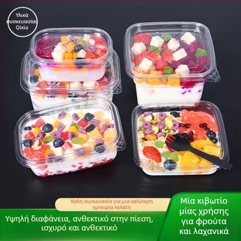 Αναλώσιμο κουτί φρούτων PET με καπάκι – φιλικό προς τα τρόφιμα, διαφανές, 280ml/483ml/709ml
