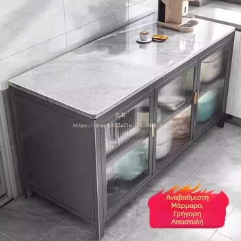 Yijun Πολυλειτουργικός αποθηκευτικός ντουλάπι κουζίνας από ανθρακούχο ατσάλι, ελεύθερα στηριζόμενος, με ράφι για φούρνο μικροκυμάτων