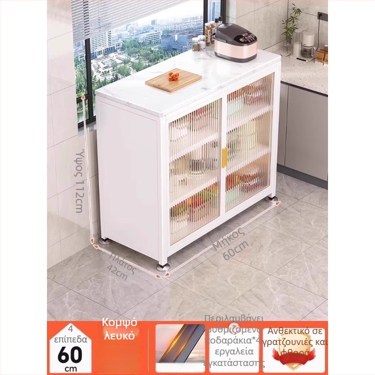 Yijun Πολυλειτουργικός αποθηκευτικός ντουλάπι κουζίνας από ανθρακούχο ατσάλι, ελεύθερα στηριζόμενος, με ράφι για φούρνο μικροκυμάτων