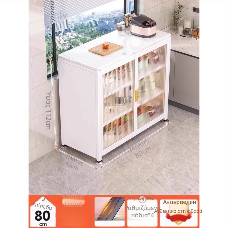 Yijun Πολυλειτουργικός αποθηκευτικός ντουλάπι κουζίνας από ανθρακούχο ατσάλι, ελεύθερα στηριζόμενος, με ράφι για φούρνο μικροκυμάτων