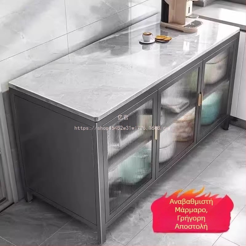 Yijun Πολυλειτουργικός αποθηκευτικός ντουλάπι κουζίνας από ανθρακούχο ατσάλι, ελεύθερα στηριζόμενος, με ράφι για φούρνο μικροκυμάτων