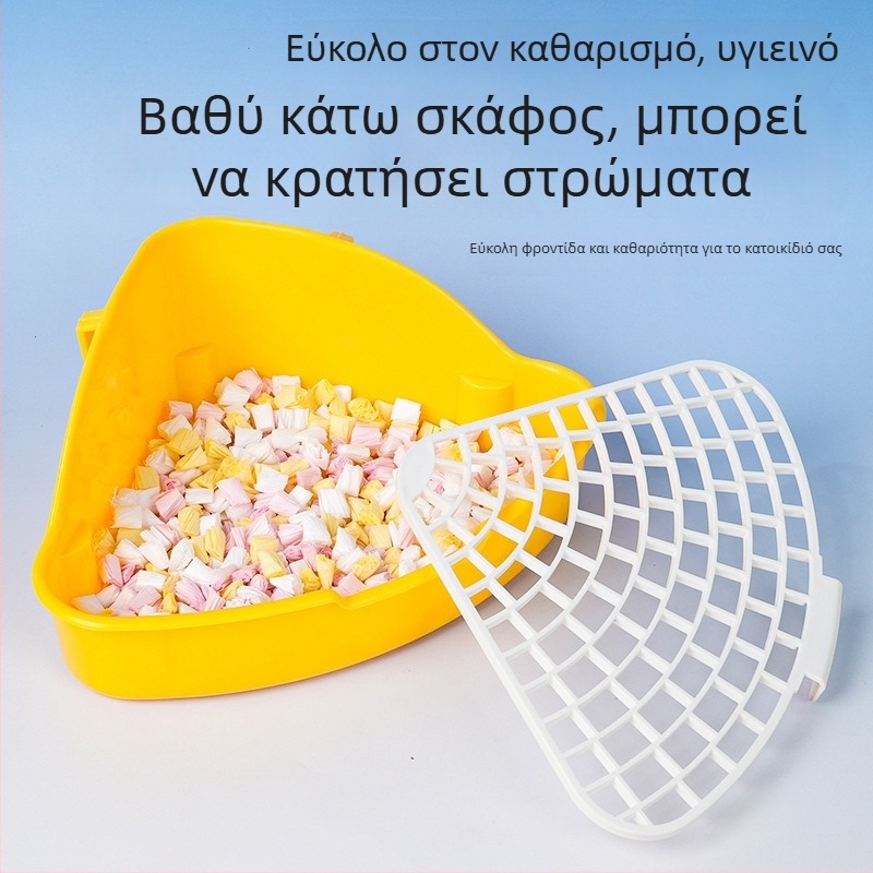 Πλαστικό ανυψωμένο τριγωνικό τουαλέτα για κουνέλια, προστασία από πιτσιλίσματα ούρων, κατάλληλο για κουνέλια, chinchillas και ινδικά χοιρίδια