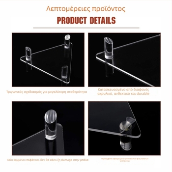 Pinxu ακρυλική βάση προβολής για μπάλες μπάσκετ, ποδοσφαίρου, βόλεϊ, ράγκμπι και μπολινγκ – διαφανής τριγωνικός ράφι προβολής, μοντέλο CY-66002-3