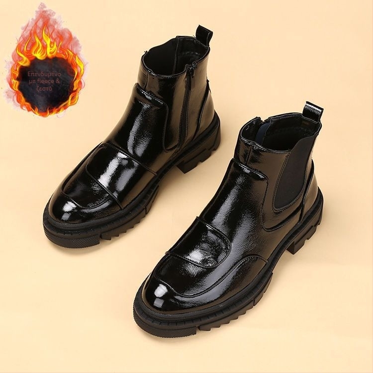 Ανδρικά μποτάκια Chelsea με φλίς επένδυση, nubuk πάνω μέρος, καουτσούκ σόλα, ψηλό ύψος γάμπας με αυξημένο εσωτερικό ύψος, αντιολισθητικά