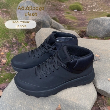 Ανδρικά πεζοποικά παπούτσια με μεσαίο ύψος, αντιολισθητικά, ανθεκτικά στη φθορά, μαλακή απορροφητική σόλα, PU+πλέγμα στο πάνω μέρος