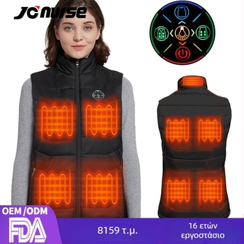 Γιλέκο θέρμανσης σε στυλ καρντίνγκαν με σταθερή θερμοκρασία – Unisex, Χειμώνας/Φθινόπωρο, γέμισμα βαμβάκι, επένδυση πολυεστέρα