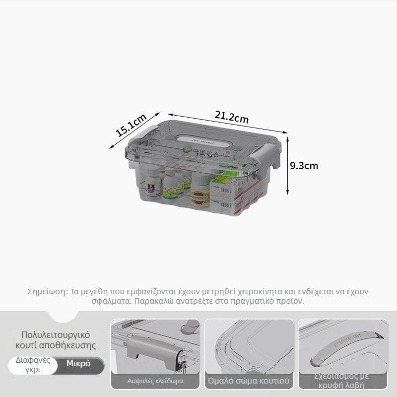 Διαφανές PP δοχείο αποθήκευσης, με χειρολαβή, κλείσιμο τύπου snap, μοντέλα JLSD01/02/03/04