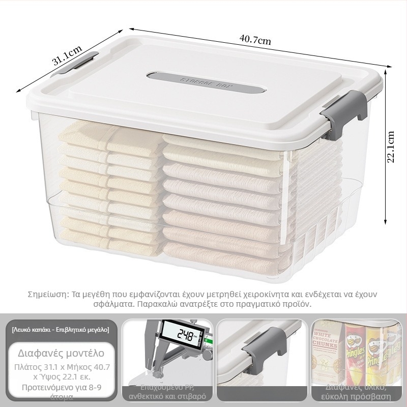 Διαφανές PP δοχείο αποθήκευσης, με χειρολαβή, κλείσιμο τύπου snap, μοντέλα JLSD01/02/03/04