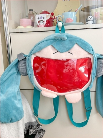 Σακίδιο Hatsune Miku Ita Bag – Cartoon JK Lolita ιαπωνικού στυλ plush, μεγάλο χώρο, βελούδινο εξωτερικό, επένδυση πολυεστέρα, ιμάντας ώμου με αερόσφυξη