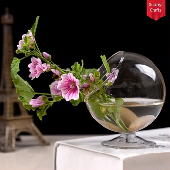 Βάζο από διαφανές γυαλί σε σχήμα καρδιάς, κυκλικό, από γυαλί υψηλής βορσολιτικής, Xuanyi μπουκάλι μικρο-περιβάλλοντος με μικρά πράσινα φυτά