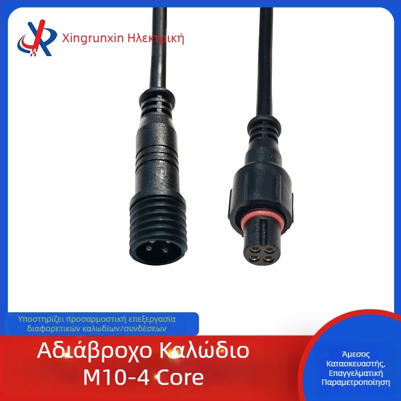 Αδιάβροχος συνδετήρας M10 τεσσάρων πυρήνων, θηλυκός προς αρσενικό LED βύσμα για εξοπλισμό πισίνας