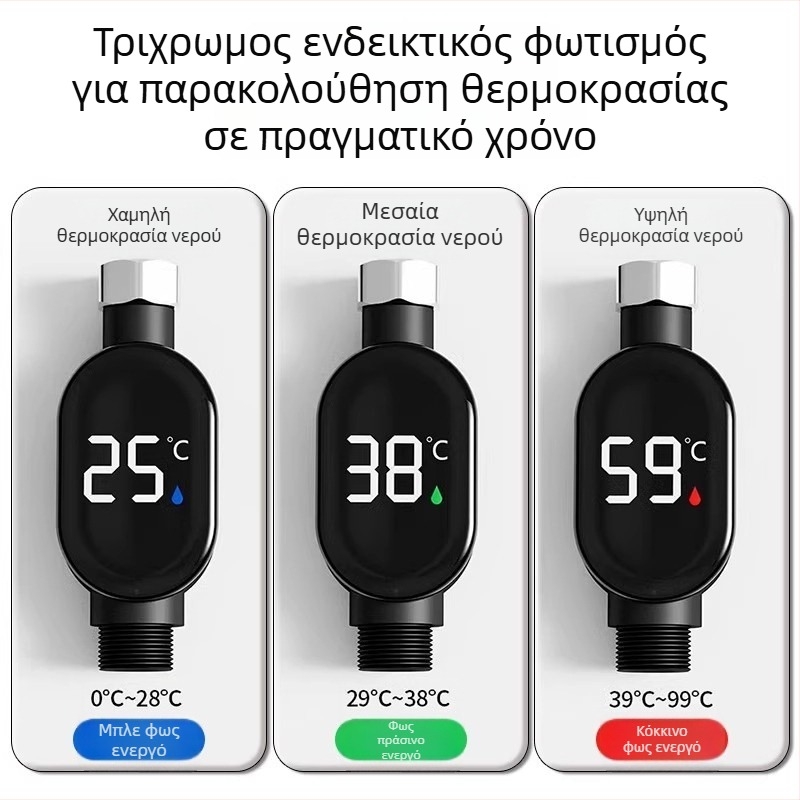 Θερμόμετρο ντους με LED οθόνη, ευφυής οθόνη αφής, ψηφιακή ένδειξη — Mingtai, μοντέλο Temperature Display