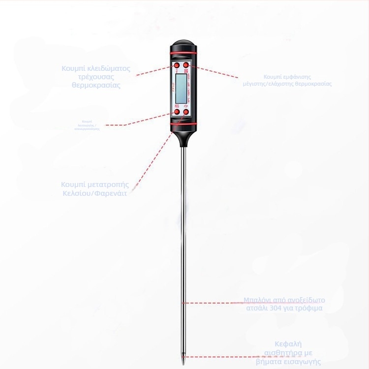 TP101 Ηλεκτρονικό θερμόμετρο με οπίσθιο φωτισμό – στυλοειδές τύπου για άμεση ανάγνωση θερμοκρασίας λαδιού, γάλακτος, νερού και φαγητού, έλεγχος θερμοκρασίας