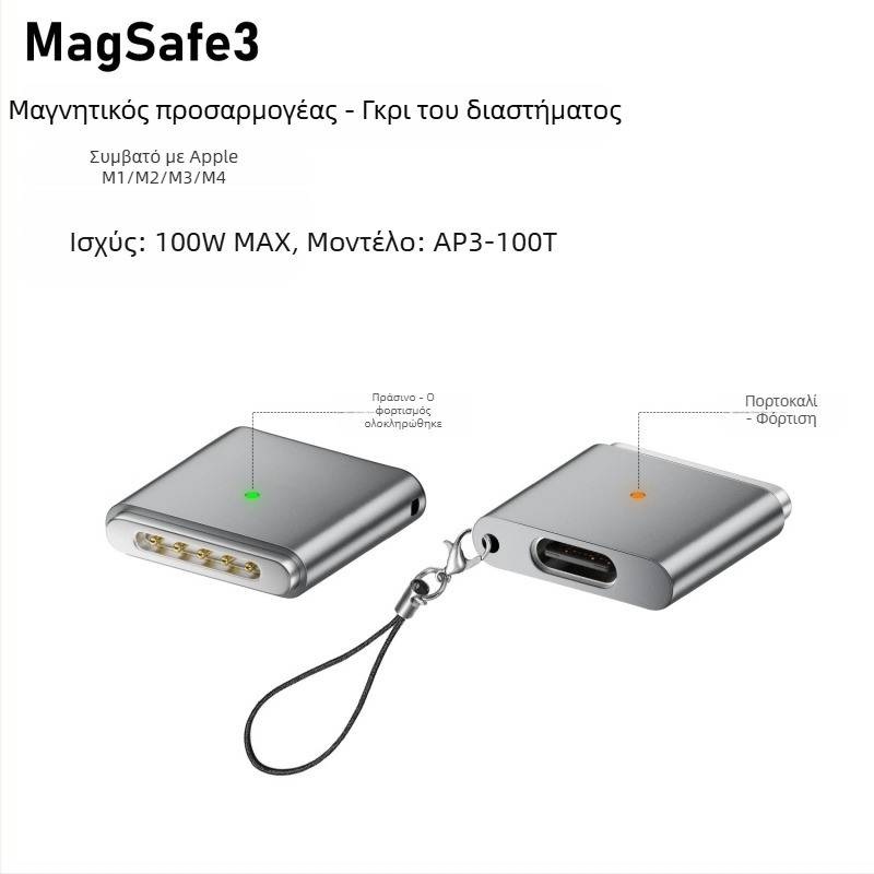 Emmons Type-C σε MagSafe 3/2 μαγνητικός αντάπτορας για MacBook Pro/Air, C θηλυκός προς MagSafe3